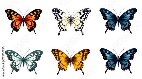 Six butterflies set on isolated white background © Trendy Graphics