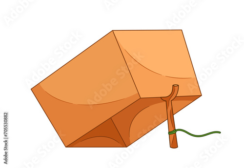 Animal Trap Consists Of A Box And Stick Mechanism. The Stick Supports The Box, Creating A Simple Yet Effective Device