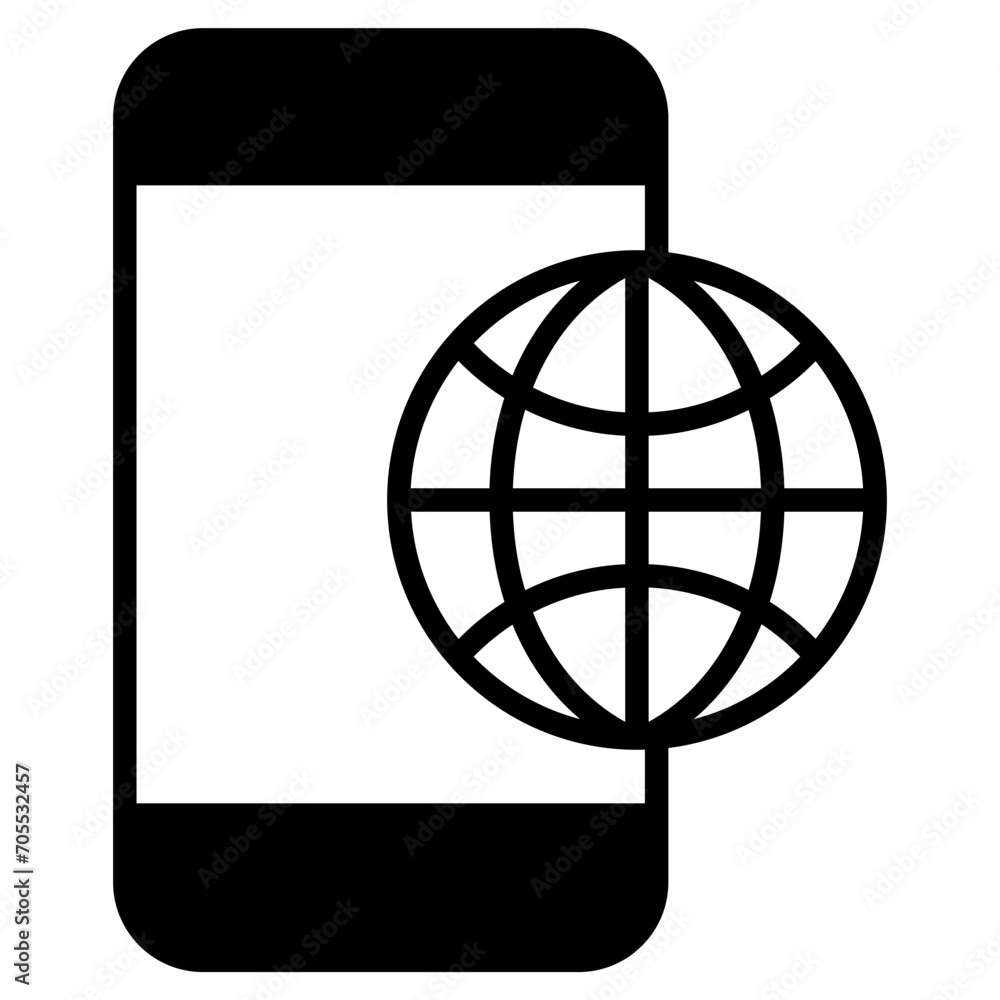 Mobile Global solid glyph icon Mobile Global solid glyph icon