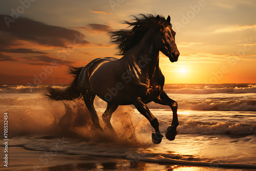Majestic Horse at Sunset © DavoeAnimation