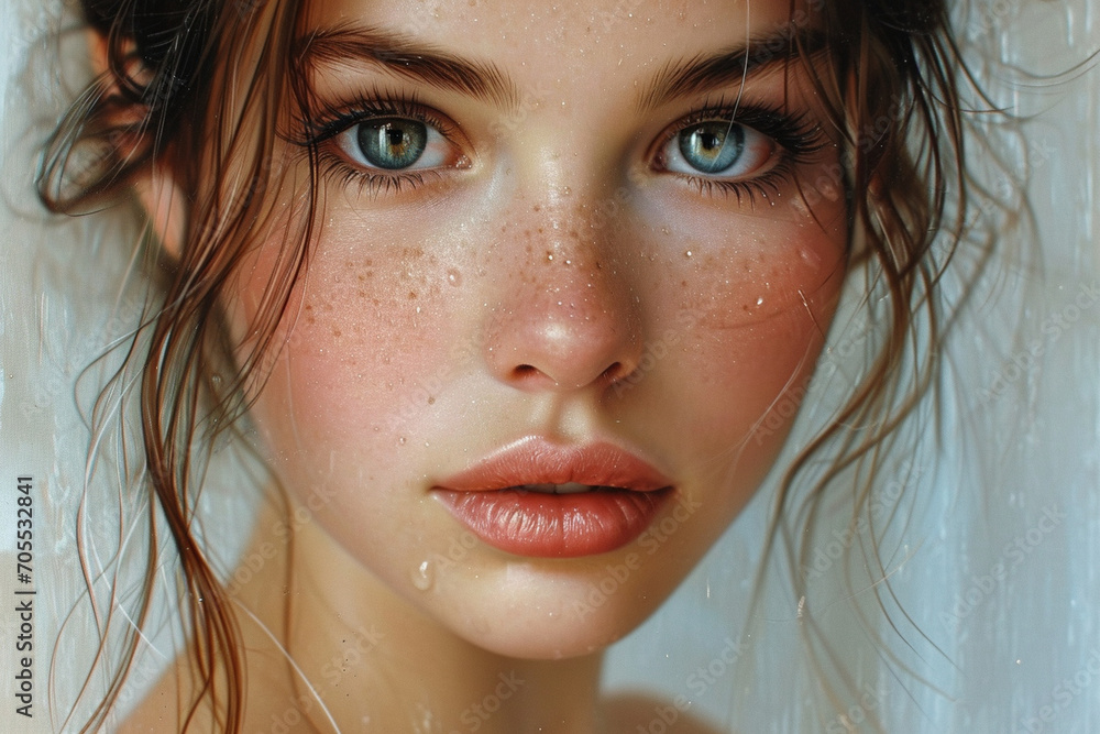 A meticulously detailed portrait capturing the beauty of a girl with flawless makeup, the photo-like quality highlighting every nuance against a simple backdrop, creating a timeles A meticulously detailed portrait capturing the beauty of a girl with flawless makeup, the photo-like quality highlighting every nuance against a simple backdrop, creating a timeles