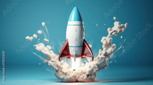 Splash of milk in the form of a rocket shape, with a clipping path. 3D illustration © PNG
