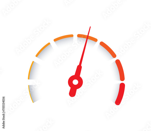 orange-red speedometer. speedometer. semicircle speedometer