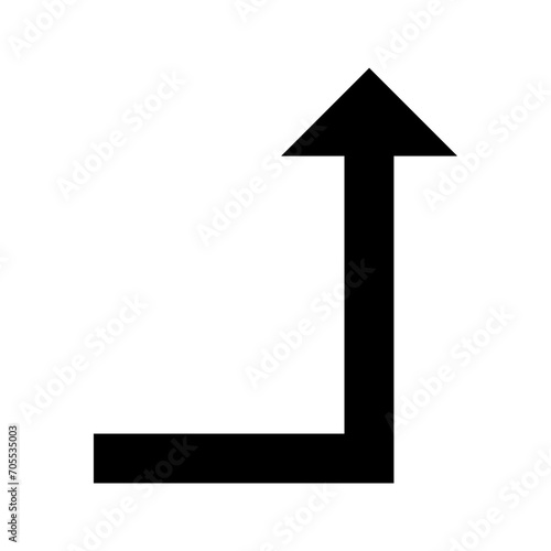 Turn right up arrow solid glyph icon