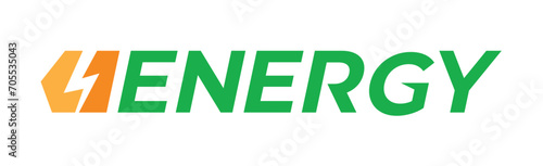 Free Download orange and green energy logo. symbol of energy and lightning. energy word on white background - GFXLoad