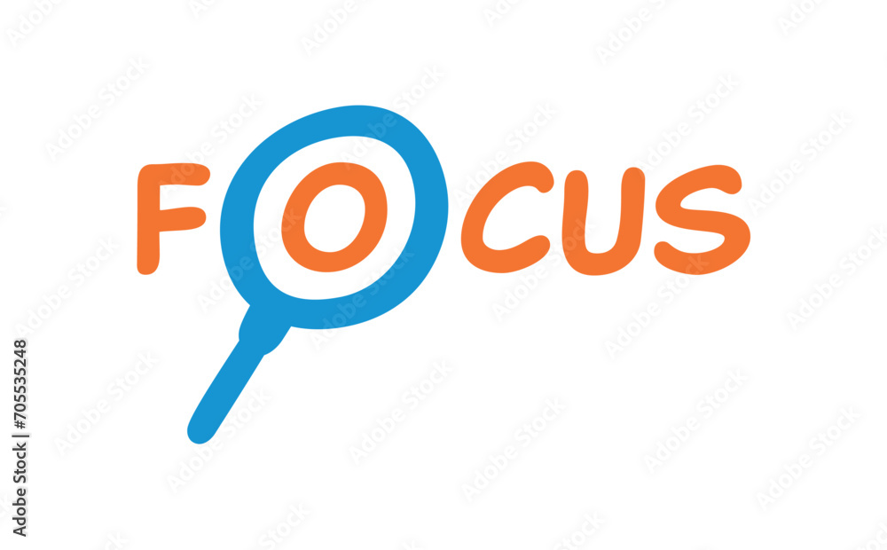 orange blue focus logo. focus and magnifier logo