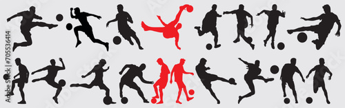 soccer shoot , footballer or football player silhouettes photo