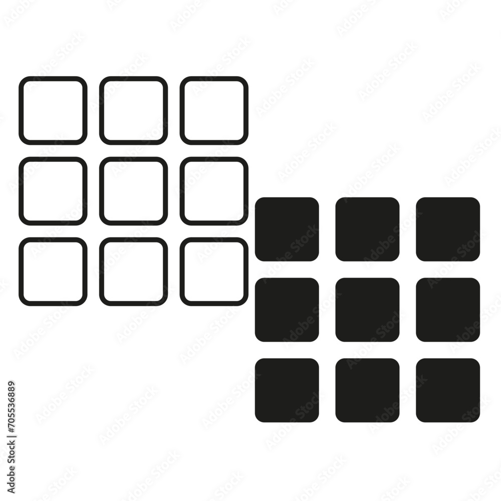 Grid view button icon. Vector illustration. EPS 10. Grid view button icon. Vector illustration. EPS 10.