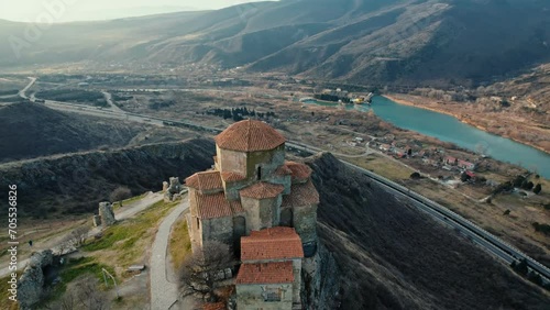 Jvari monastery drone view photo
