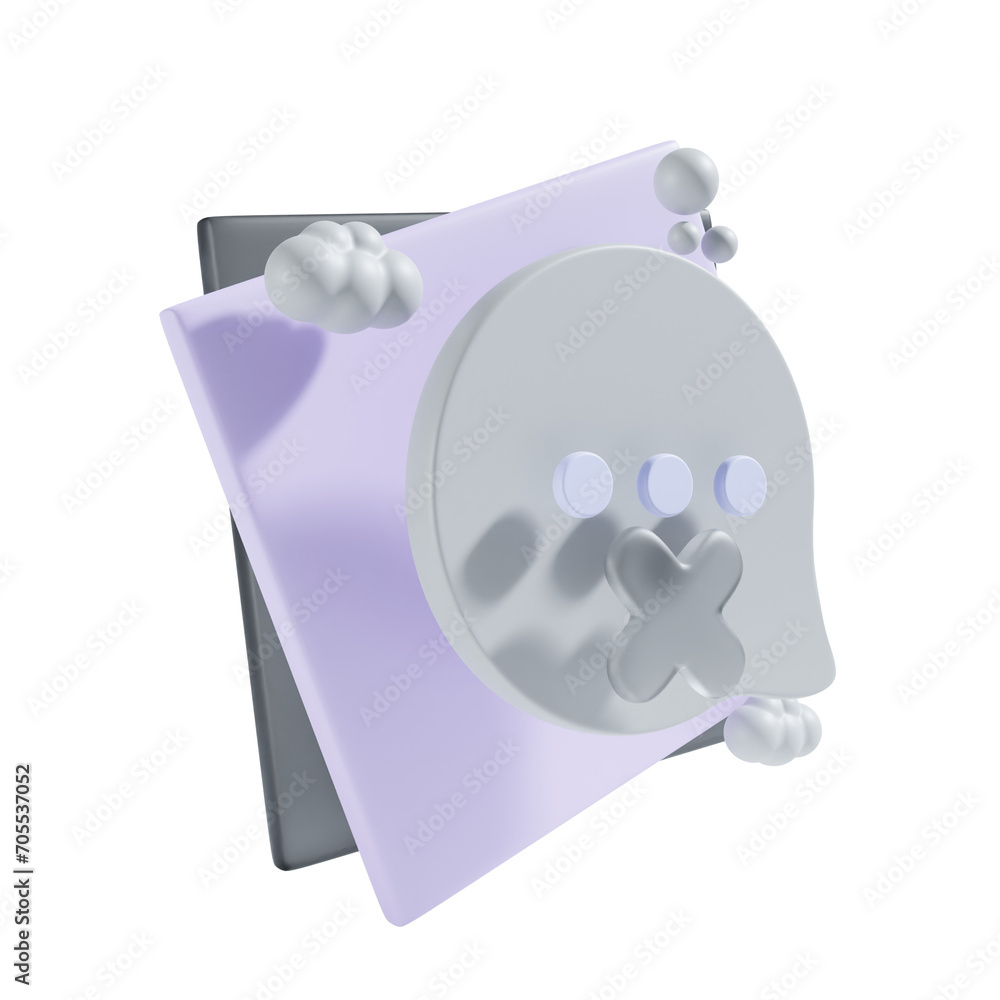 no conversation with square background 3d icon no conversation with square background 3d icon