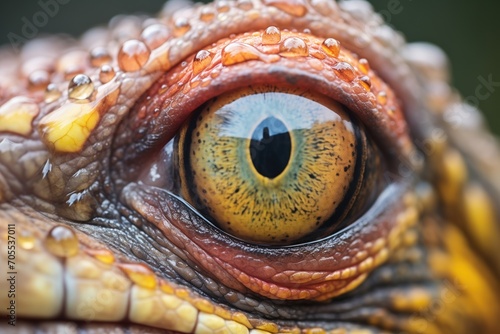 close-up of an iguanas eye and head