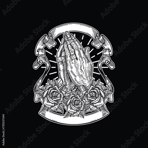 HAND DRAWN PRAY JIU - JUTSU HAND, ROSE VECTOR