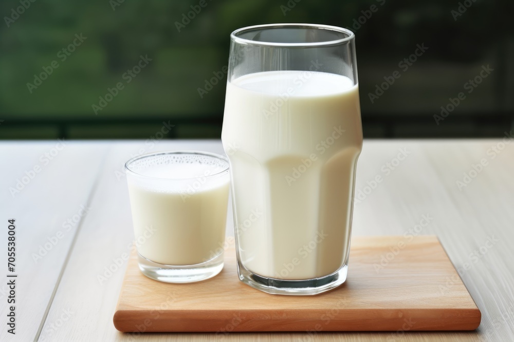 milk glass on rustic background, fresh milk