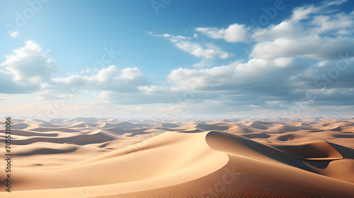Blue sky and Warm sand. Desert landscape. Generative AI