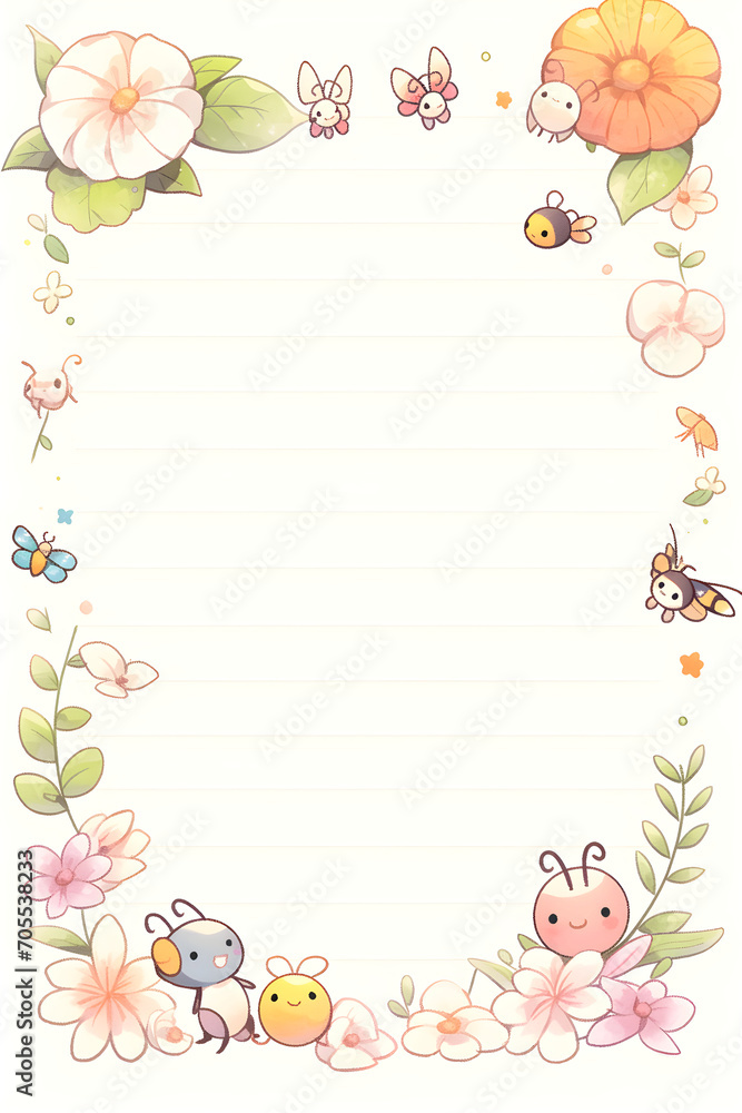 Kids notebook page template cards, notes, stickers, labels, tags paper sheet  illustrations.
