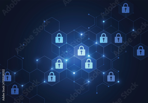 Premium security cyber digital concept. Abstract technology background protect system innovation for business. Vector illustration