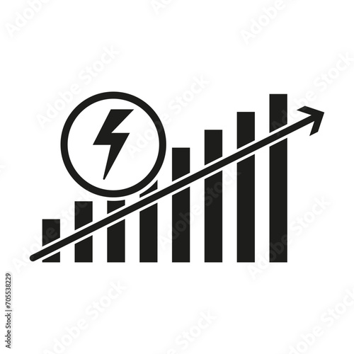 Power chart icon. Charging growth icon symbol. Vector illustration. EPS 10.