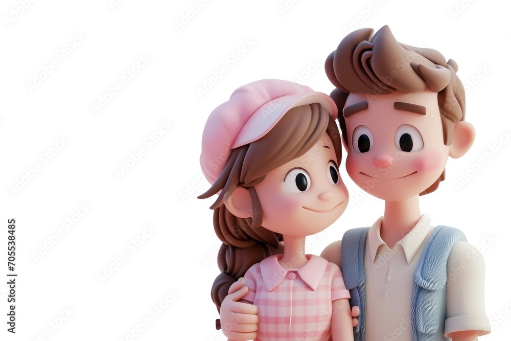 Romantic Valentine's Day Love and affection, 3D cartoon couple, cute Romantic Valentine's Day Love and affection, 3D cartoon couple, cute