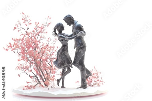 Romantic Valentine s Day Love and affection  3D cartoon couple  cute
