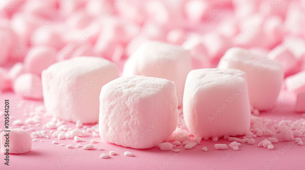 Soft pink marshmallows close-up. Soft pink marshmallows close-up.