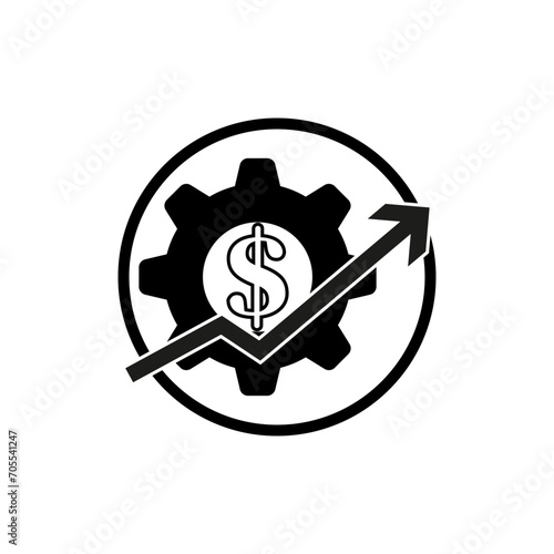 Costs optimization and production efficiency icon. Business efficiency and cost management symbol. Vector illustration. EPS 10.
