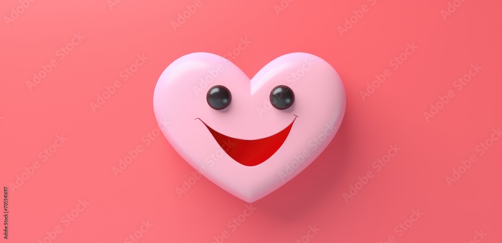 cute heart on a one tone background with emotion. Cartoon Heart with big realistic eyes. Pink shades cute heart on a one tone background with emotion. Cartoon Heart with big realistic eyes. Pink shades