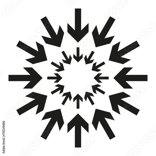 Group of arrows following a circle pointing inwards. Vector illustration. EPS 10.