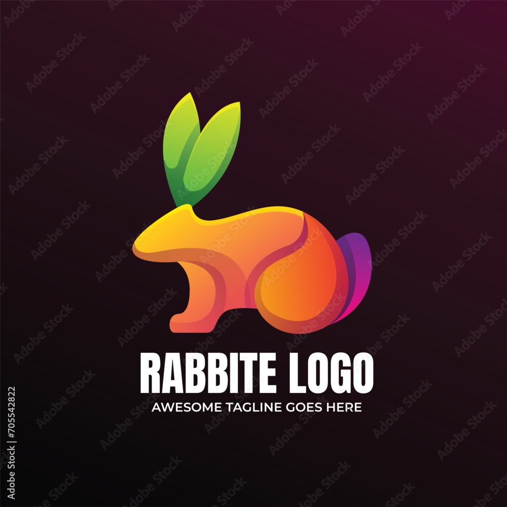 Rabbit Colorful Logo Design Rabbit Colorful Logo Design