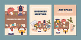Vector Banners Featuring Dynamic Business Discussions Top-view. Elevate Your Strategies, Cultivate Ideas, Drive Success