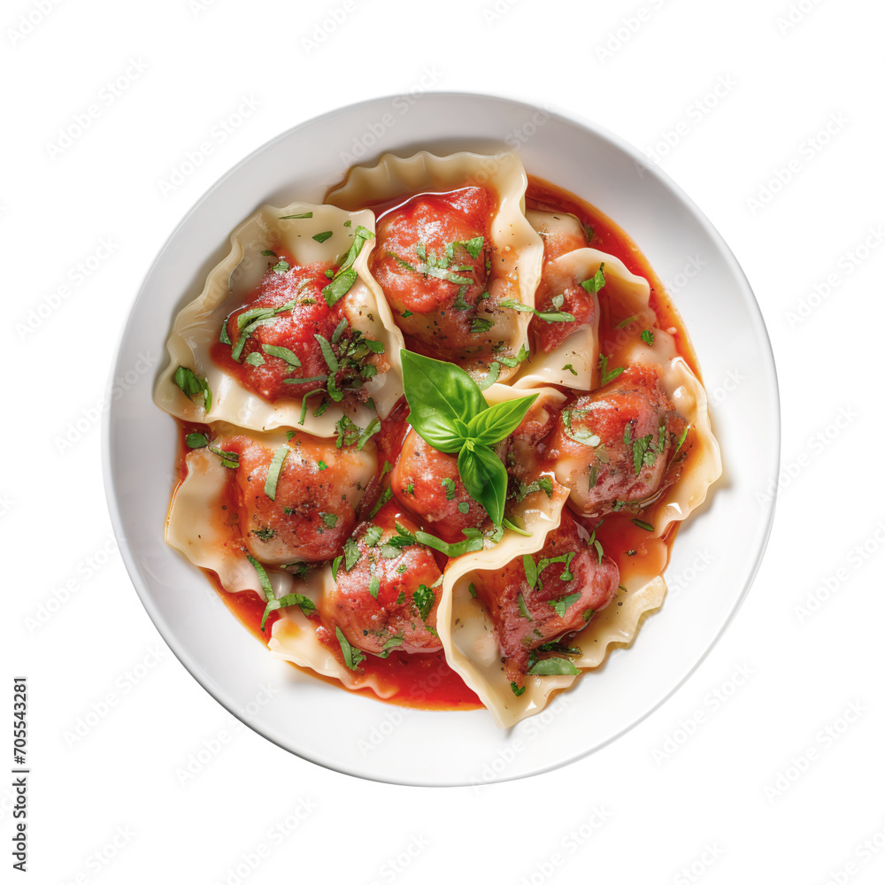 Ravioli with tomato sauce, png Ravioli with tomato sauce, png