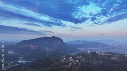 tower in temple with sunset photo