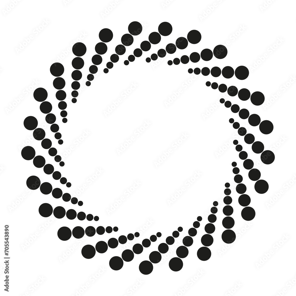radiating dotted circle. Vector illustration. EPS 10.