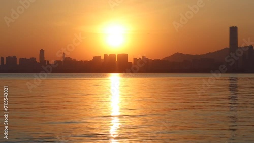 time-lapse sunset over the bay