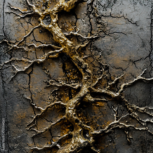 Texture in grunge style. Black and gold color
