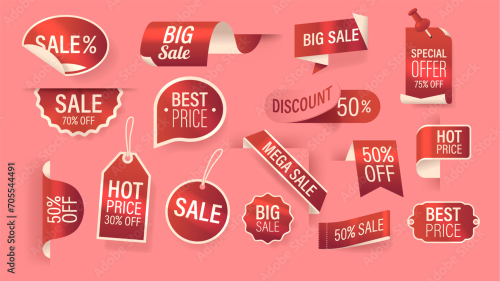 Vibrant Sale Labels, Featuring Bold Typography And Eye-catching Color, Convey Irresistible Discounts, Captivate Shoppers