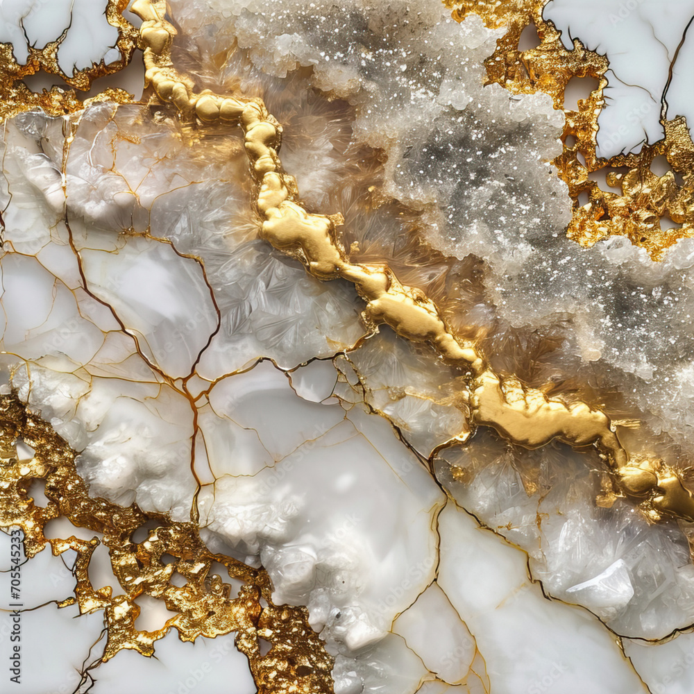 Obraz premium Texture of white marble with gold veins 