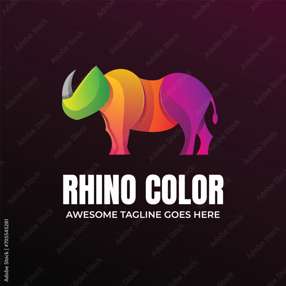 Rhino Colorful Logo Design