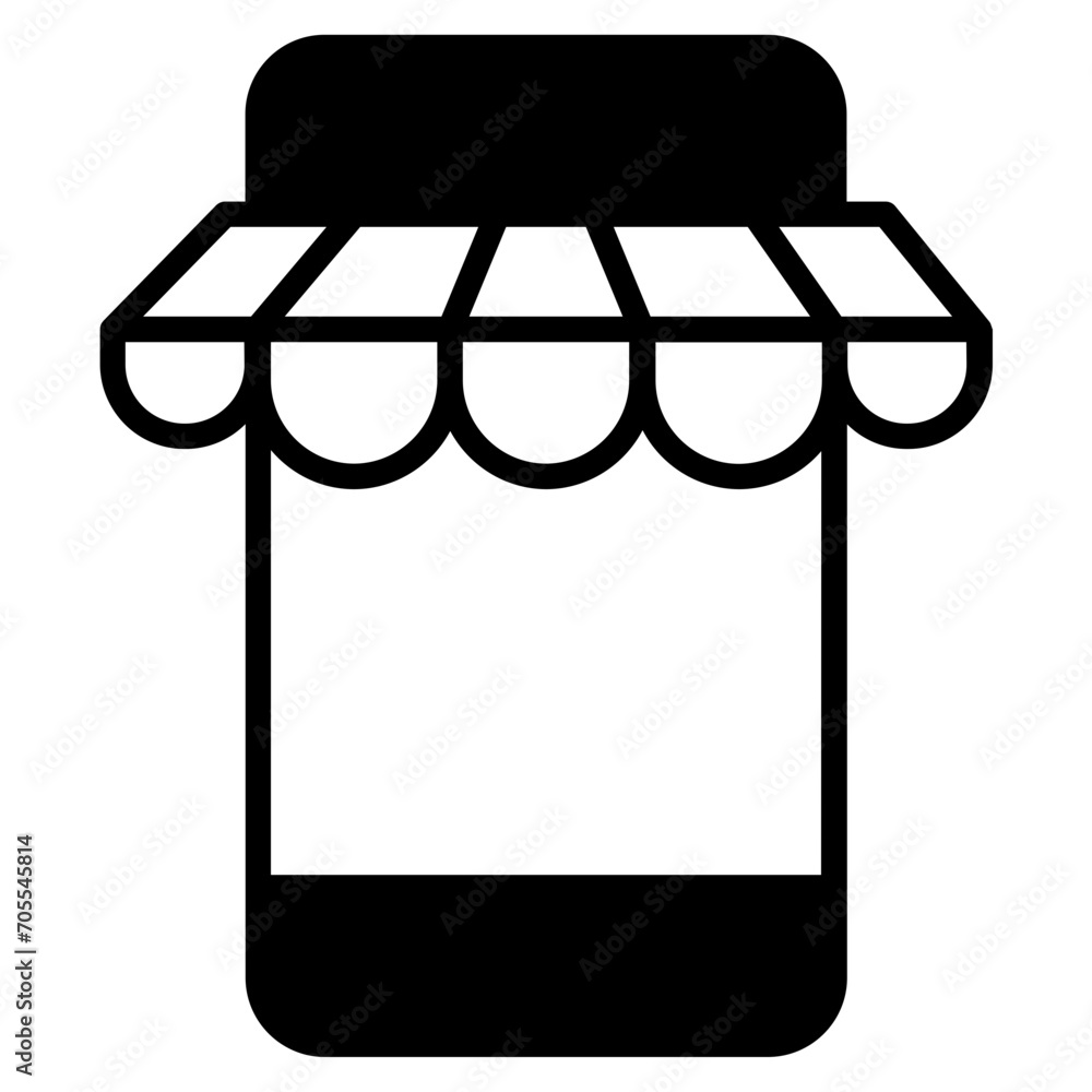 Mobile store solid glyph icon Mobile store solid glyph icon