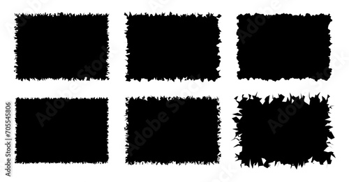 Jagged rectangle. Black simple shape. Rectangle paper template jagged and rough.