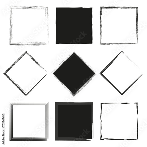 Set of grunge square template backgrounds. Vector illustration. EPS 10. S