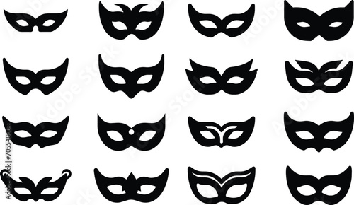 set of carnival mask isolated no background photo