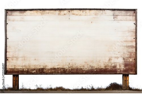 Old rustic blank billboard advertisement sign on white background Generative AI photo