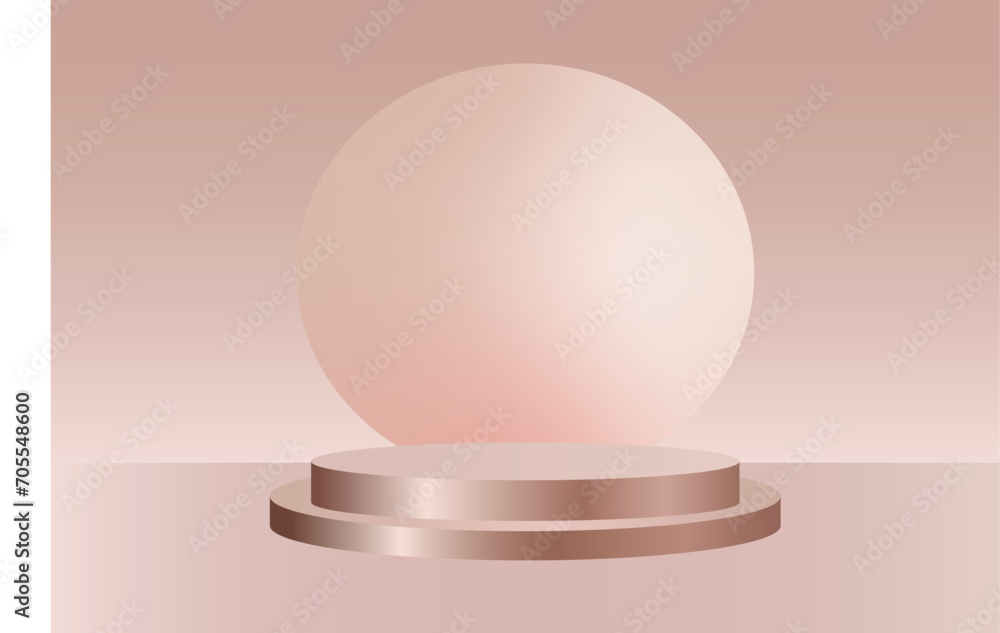 Rose gold podium background vector. Rose gold podium and ball isolated on abstract rose gold gradient background. Rose gold podium background vector. Rose gold podium and ball isolated on abstract rose gold gradient background.