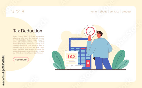 Tax optimization web banner or landing page. Financial efficiency, budgeting and economy idea. Taxes deduction and refund. Flat vector illustration