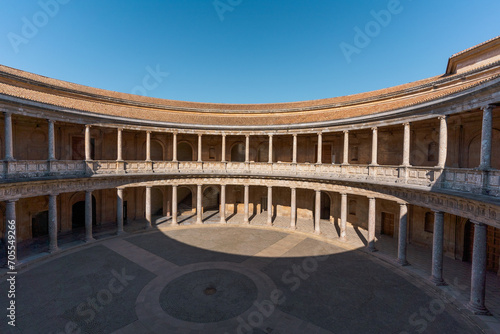 Palace of Charles V located in the Alhambra in Granada  Andalusia Spain.