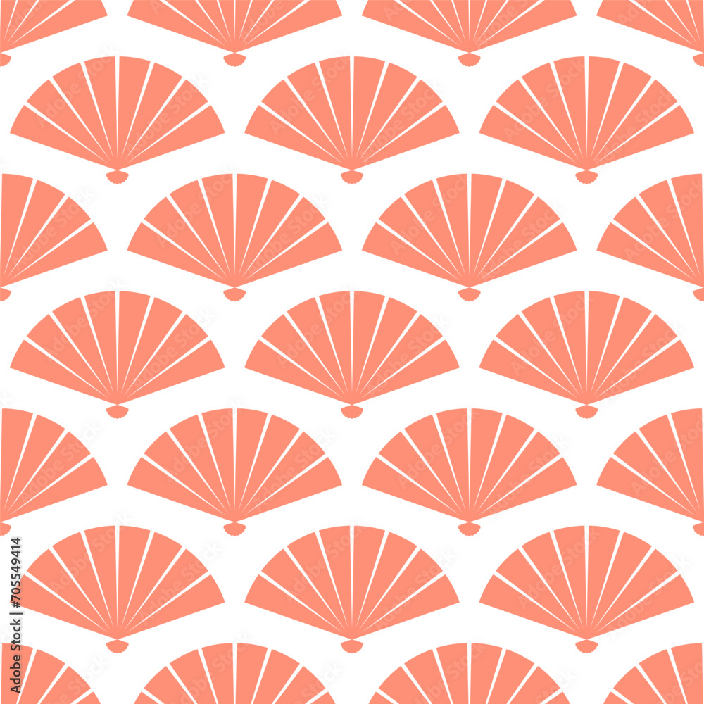 Naklejka premium Seamless pattern with pink japanese fans
