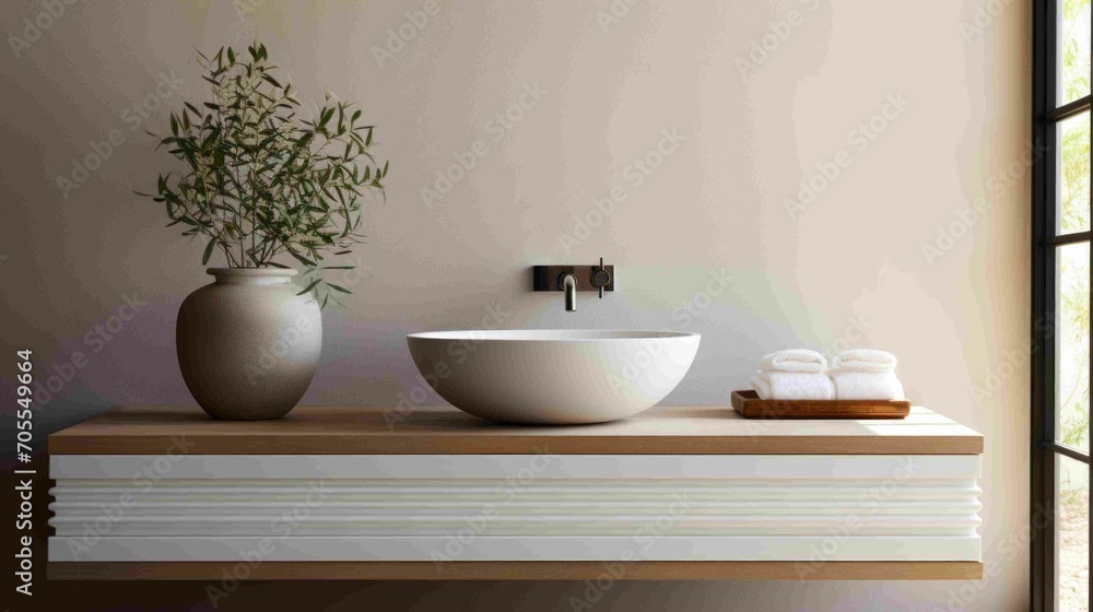 A close-up of a minimalist bathroom sink, where clean lines and subtle details create a modern sanctuary. Ideal for contemporary design concepts. A close-up of a minimalist bathroom sink, where clean lines and subtle details create a modern sanctuary. Ideal for contemporary design concepts.