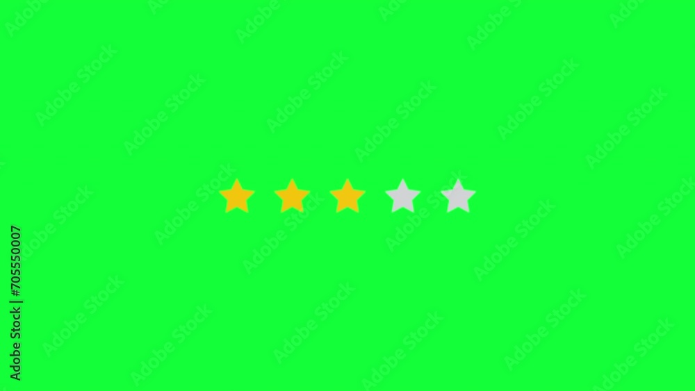 Rating stars icon animation. three stars. isolated on green background. 4K Video Rating stars icon animation. three stars. isolated on green background. 4K Video
