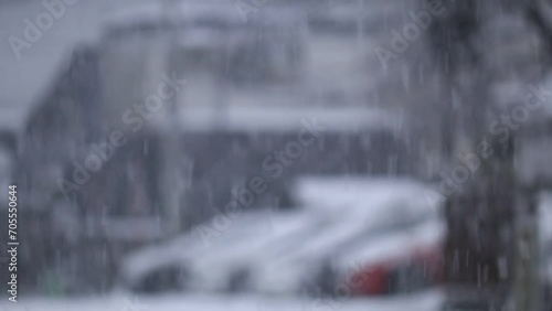 雪が降る風景　街並み
