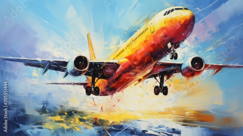 airplane flying painting